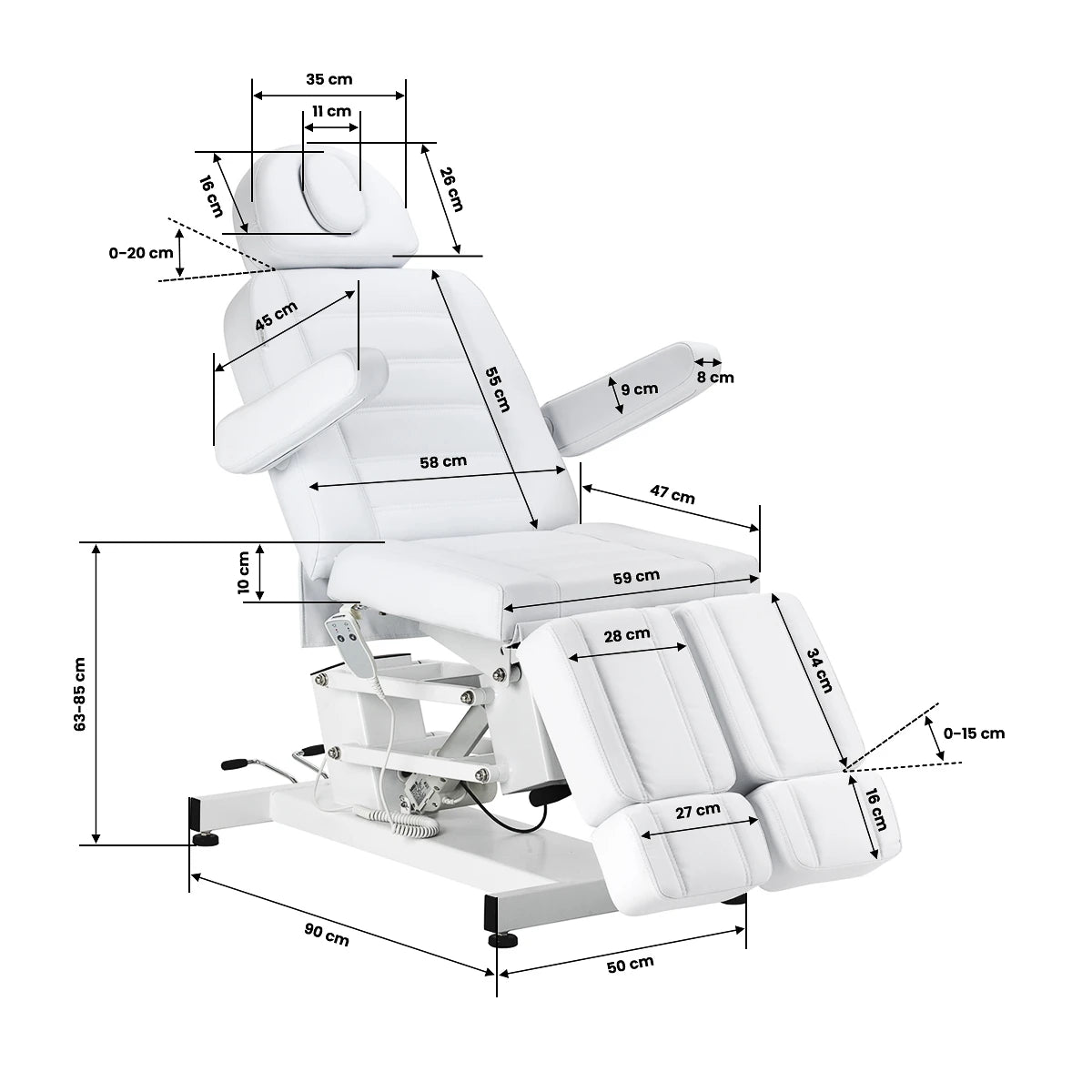 Pedikīra krēsls Azzurro 706, 1 motors, balts