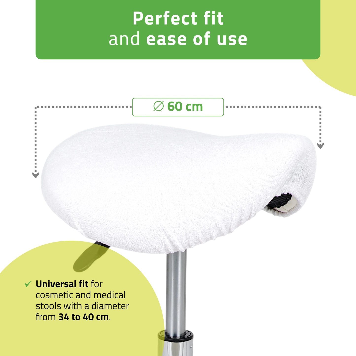 Froté potah se gumičkou na stoličku, průměr 60 cm, bílá