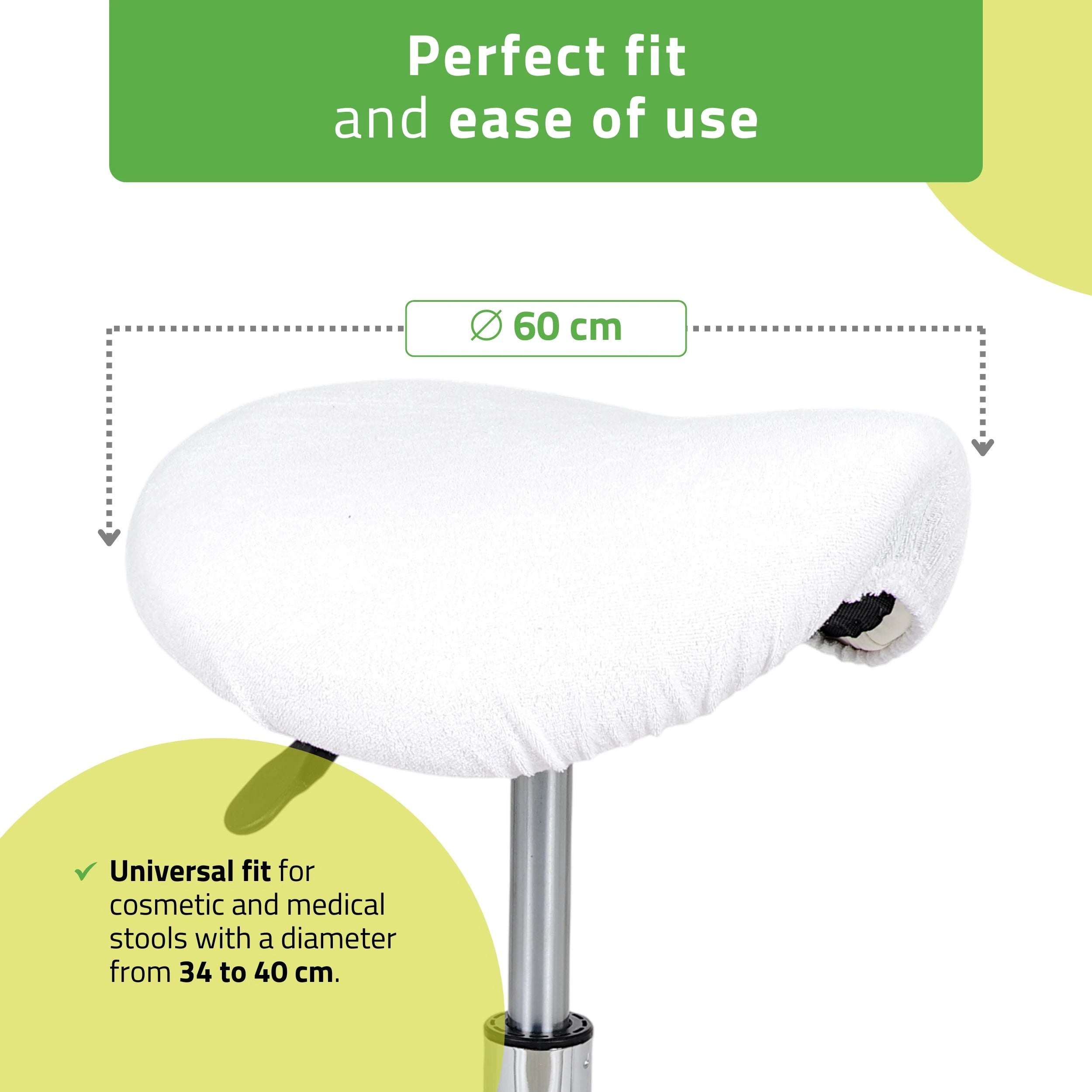 Froté potah se gumičkou na stoličku, průměr 60 cm, bílá
