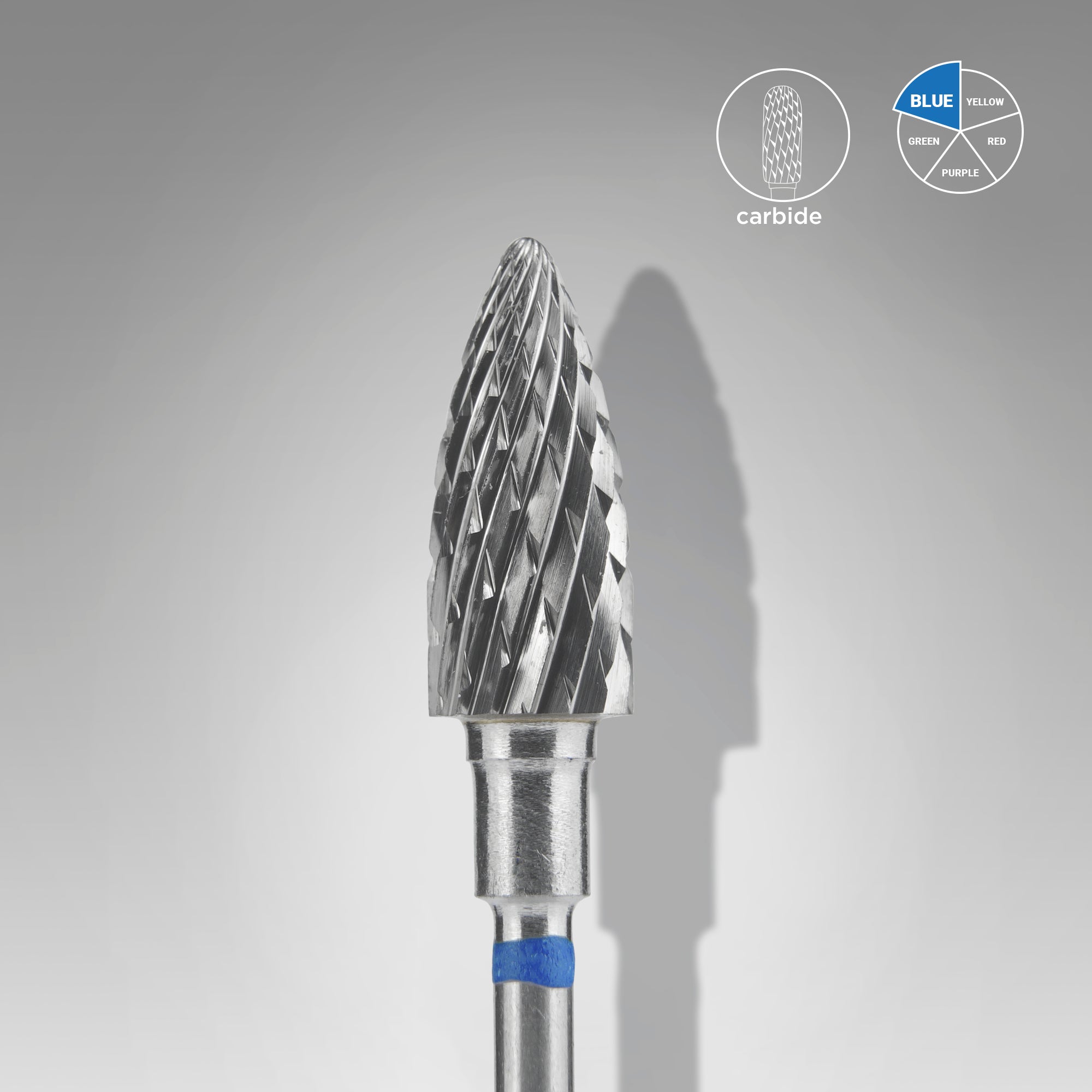 STALEKS EXPERT Carbide nail drill bit pine cone blue, head diameter 6 mm, working part 14 mm - blue / medium