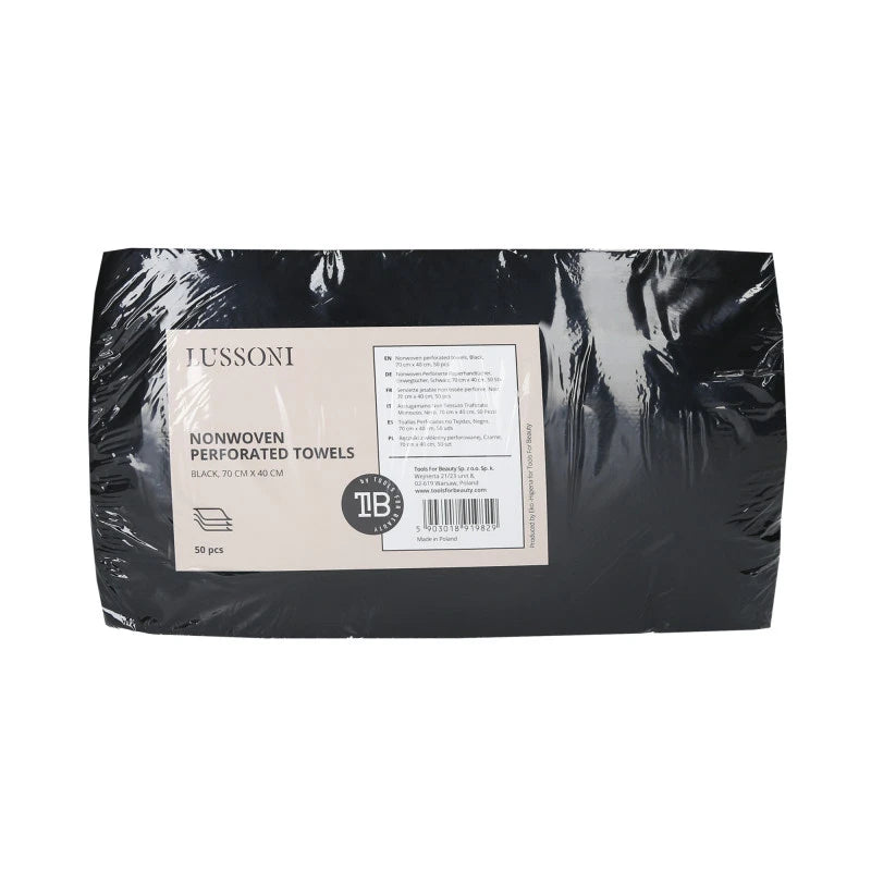 Lussoni Perforierte Vlieshandtücher, Schwarz, 70 cm x 40 cm, 50 Stück