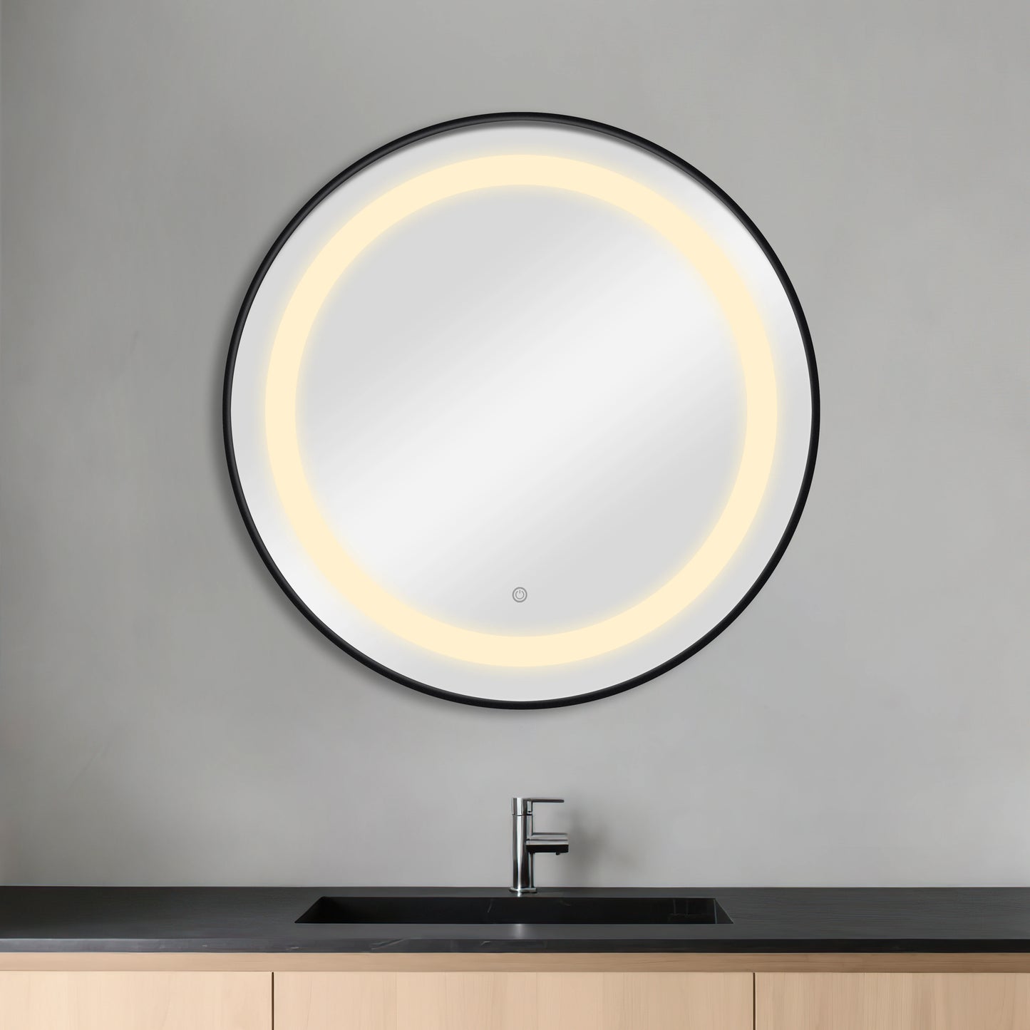 Apvali kirpyklos darbo stotis su LED apšvietimu BREE, juoda