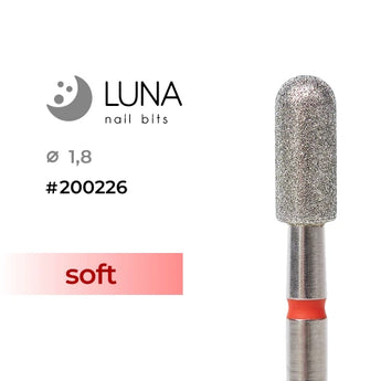 Luna Bits Dimanta frēzes uzgalis noapaļots cilindrs (mikrofons), 3,5-8 mm, sarkana, smalka