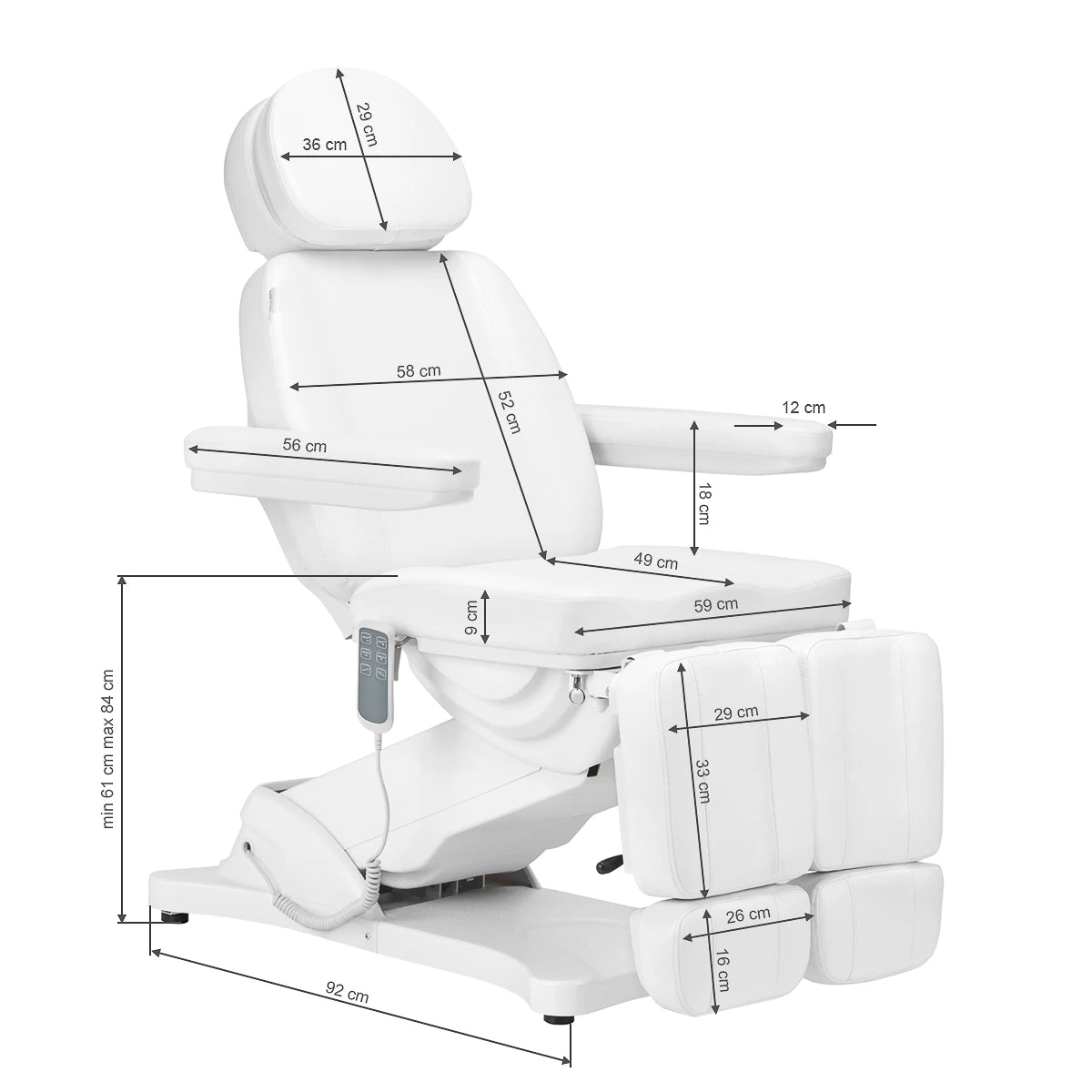 Pedikīra krēsls SILLON CLASSIC PEDI, 3 motori, balts
