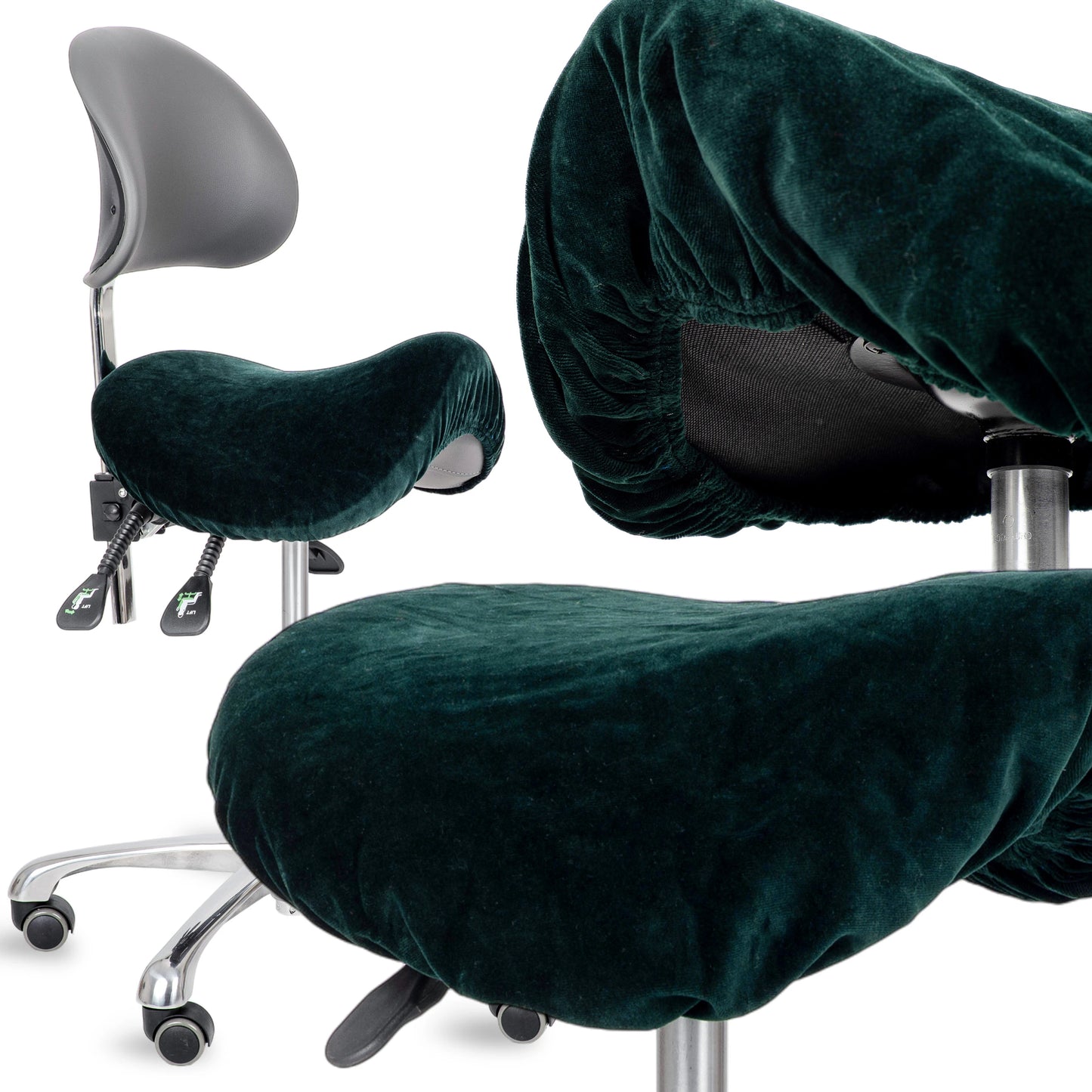Velour stoltrekk med elastik, diameter 60 cm flaskegrøn