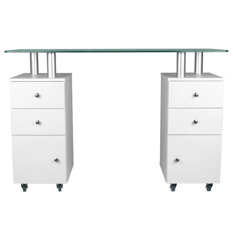 Manicure table GLASS COSMETIC,white