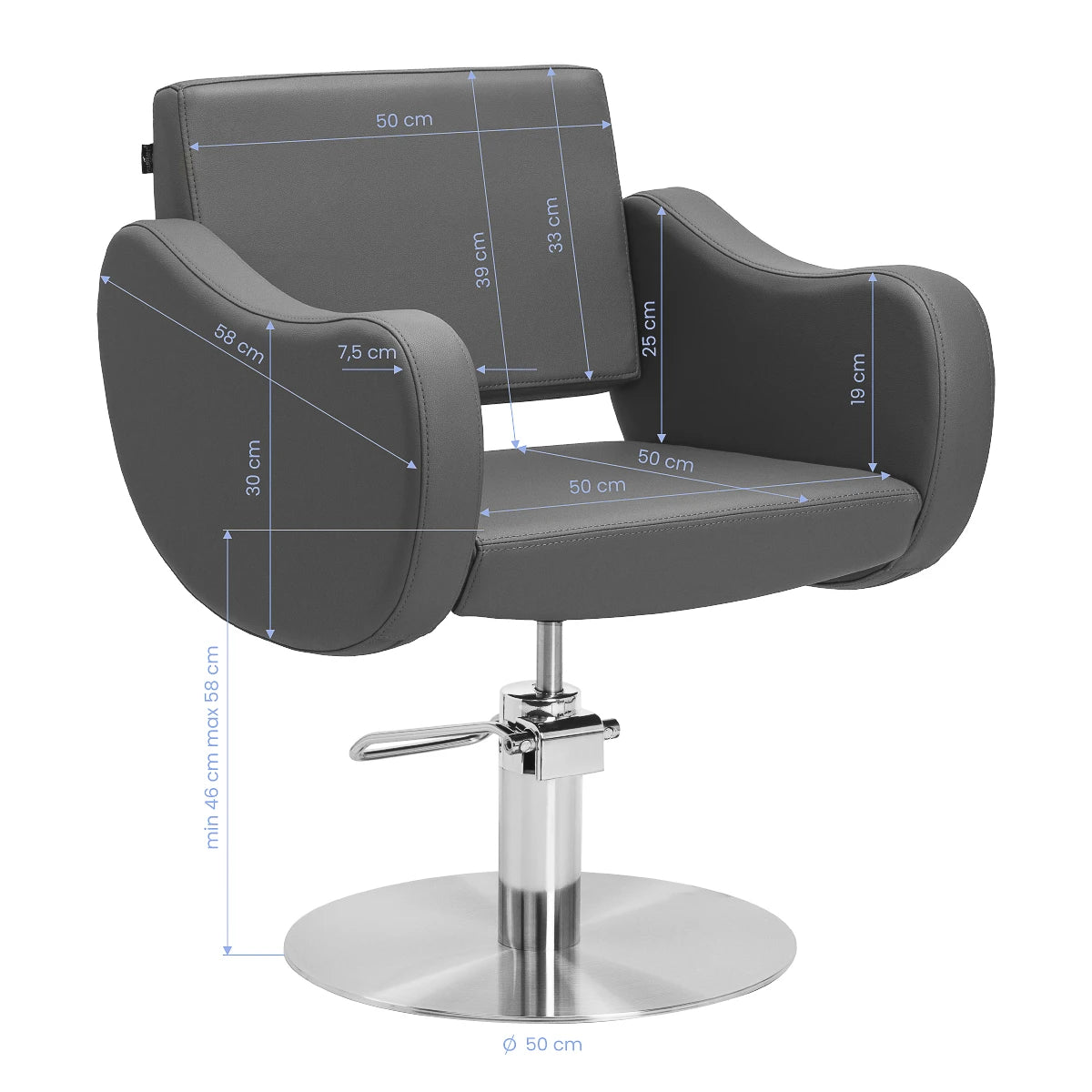 Gabbiano Juuksuri klienditool Sewilla, hall INOX alus