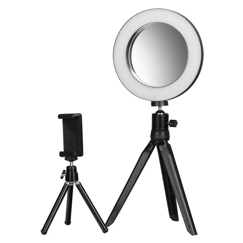 Lampe LED, mini anneau lumineux 6", with miroir and phone support