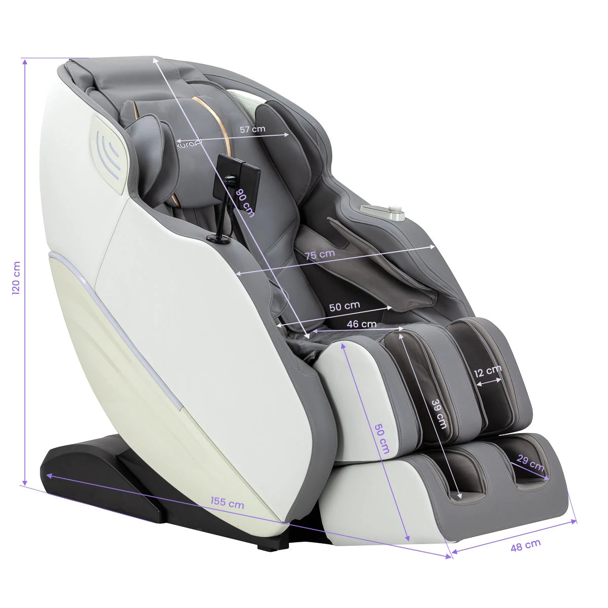 Masažo kėdė 3D Sakura Maximus 809, balta ir pilka