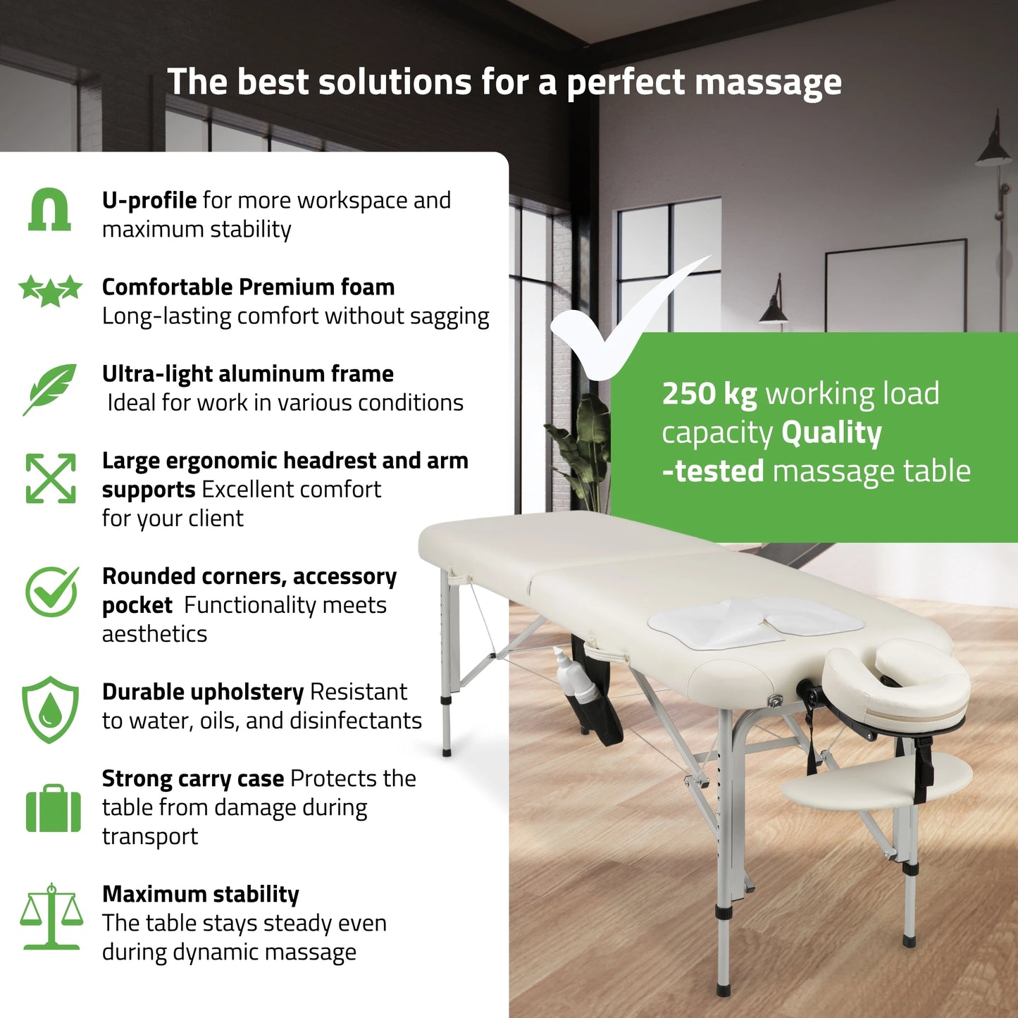 Portable massage table Vera 60 Comfy Base K501 White