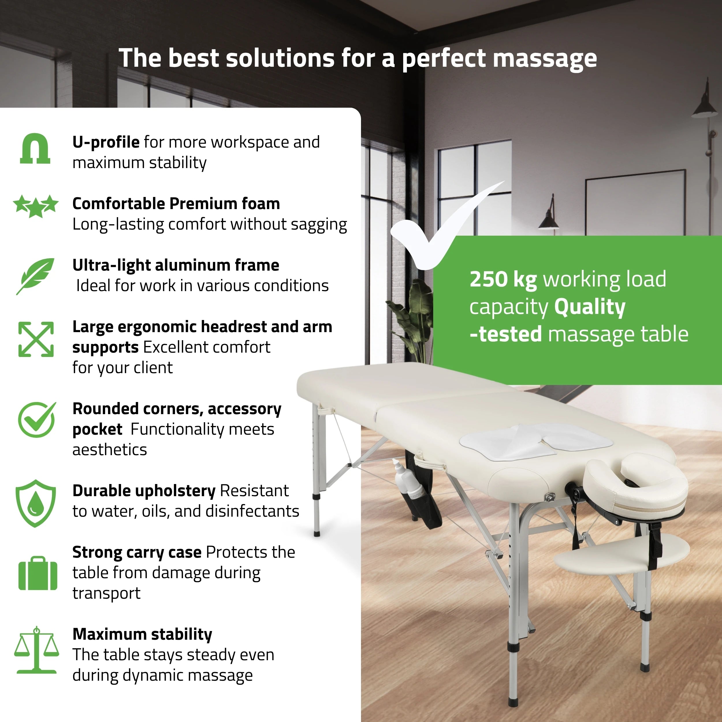 Portable massage table Vera 60 Comfy Base K501 White