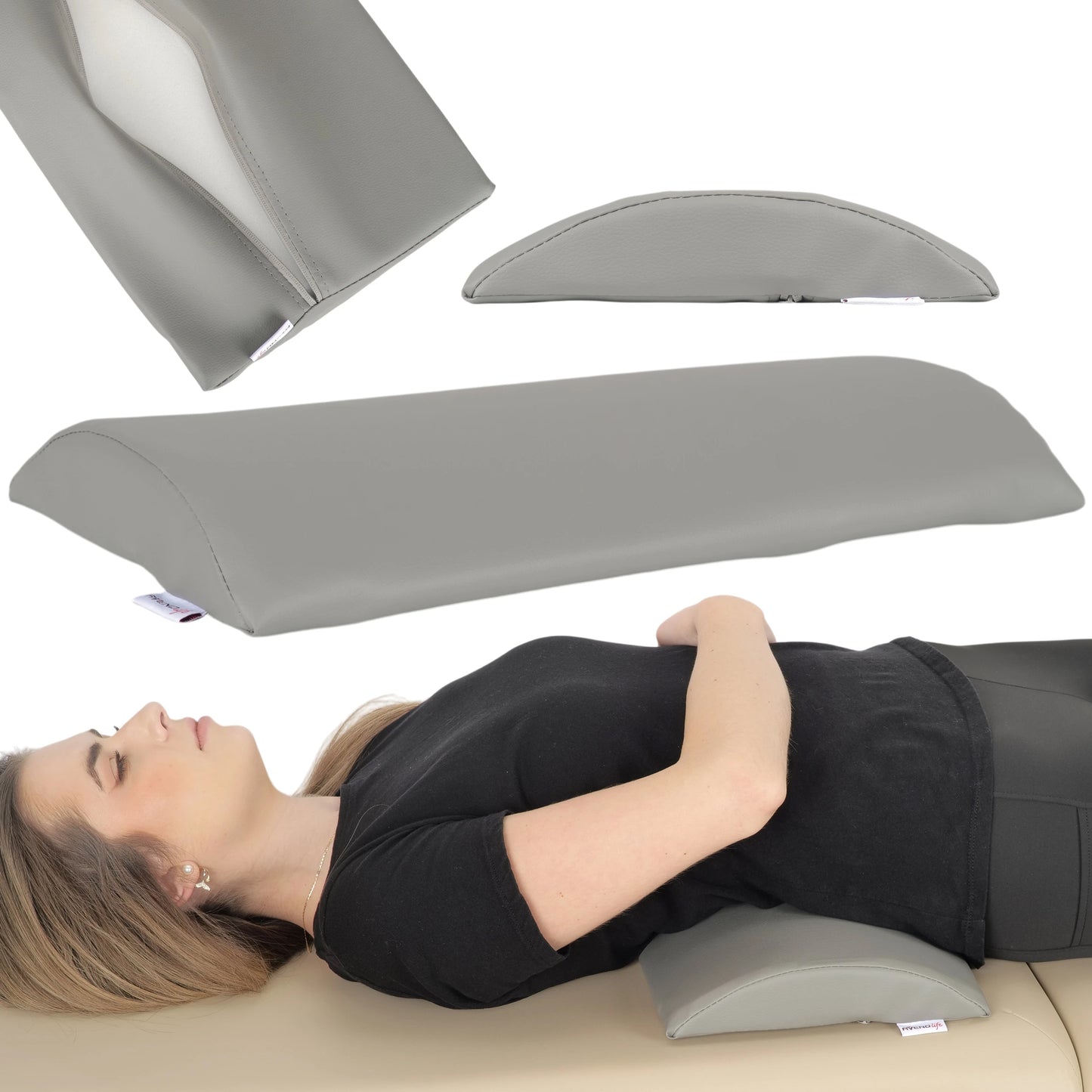 Semi Round Bolster Lumbar 40x25x5 K522 Gray
