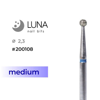 Dimanta frēzes uzgalis Lodīte, 2,3 mm, zila, vidēja granulācija
