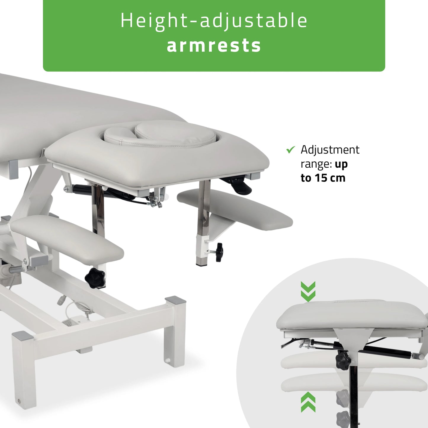 Fortis 4 ERGO Elektrische Therapieliege, mit Handfernbedienung und Höhenverstellung, ERGO Polsterung, k729 Hellgrau