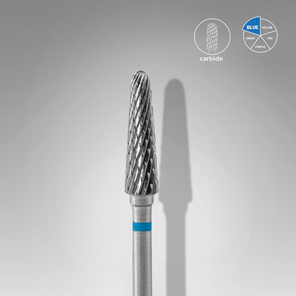 STALEKS EXPERT Carbide nail drill bit frustum blue, head diameter 4 mm, working part 13 mm - blue / medium