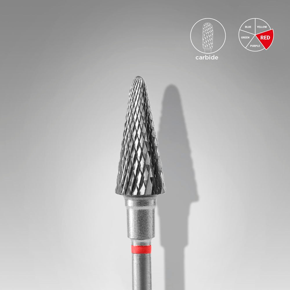 Staleks Karbidová fréza Cone EXPERT, červená, průměr 6 mm