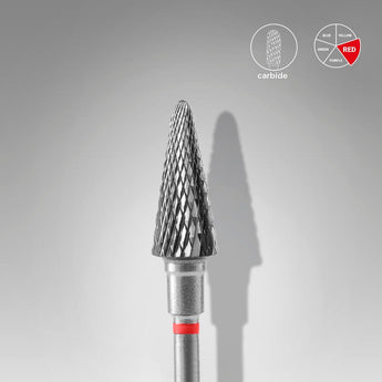 Staleks Expert Karbid sømbor Cone rød, hoveddiam. 6 mm, arbejdsdel 14 mm - rød/soft