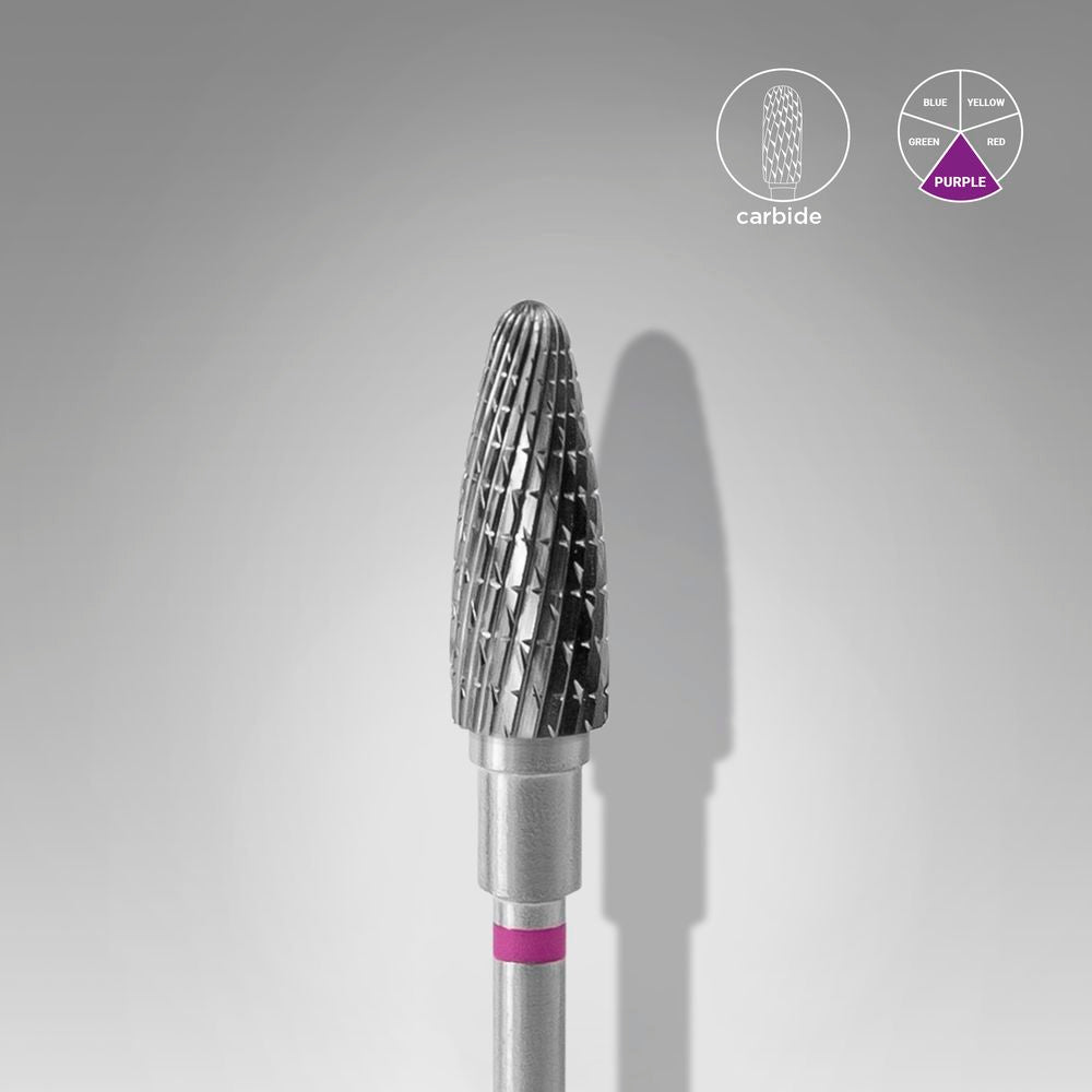 STALEKS EXPERT Carbide nail drill bit corn purple, head diameter 5 mm, working part 13 mm - violet / medium