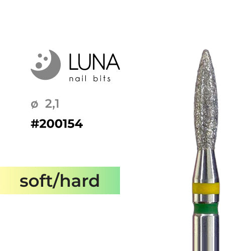 Diamanten freesstift Vlam, 2,1 × 8 mm, geel-groen (zacht/hard)