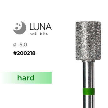 Diamond Nail Drill Bit, Cylinder, 5.0 × 7.5 mm, Green (Hard)