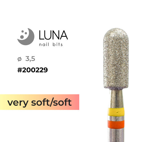 Diamant Negle Bor, Afrundet Cylinder (Mikrofon), 3,5 × 8 mm, Gul-Rød (Meget blød/Blød)