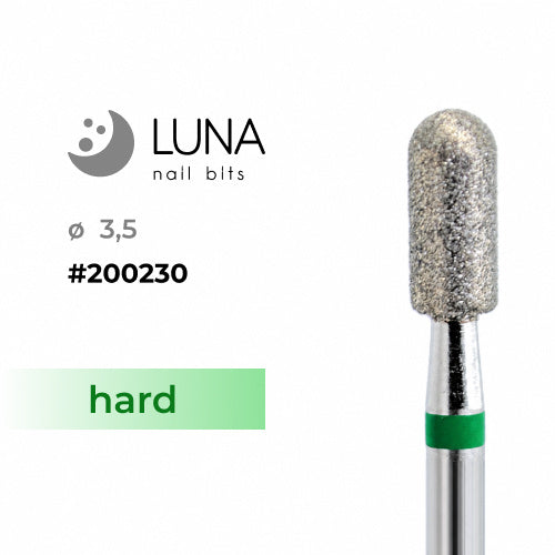 Diamond Nail Drill Bit, Rounded Cylinder (Microphone), 3.5 × 8 mm, Green (Hard)