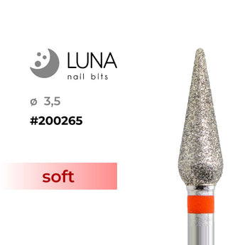 Diamond Nail Drill Bit, Cone, 3.5 × 12 mm, Red (Soft)