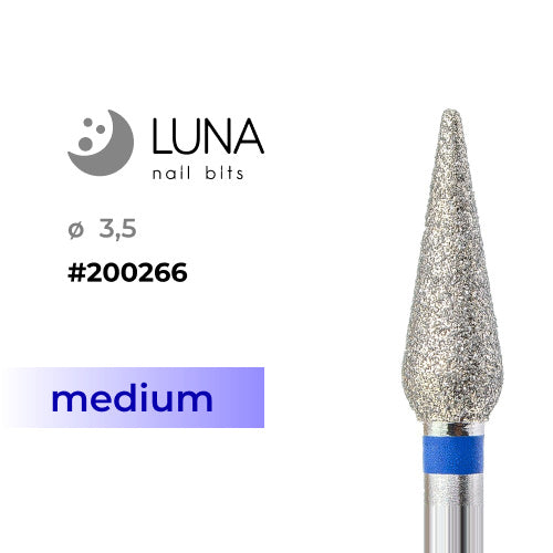 Diamant-Nagelfräser, Kegel, 3,5 × 12 mm, Blau (Medium)