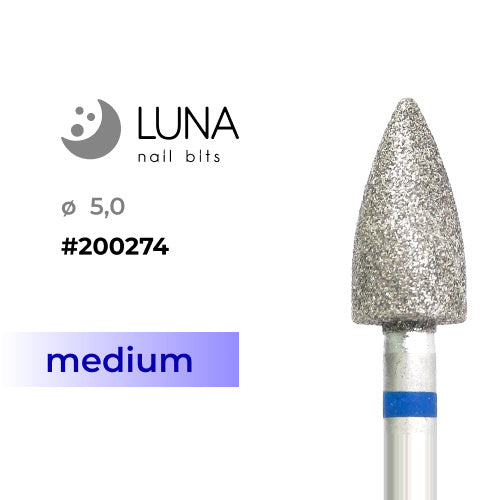 Diamanten freesstift Naald, 5,0 × 10 mm, blauw (medium)