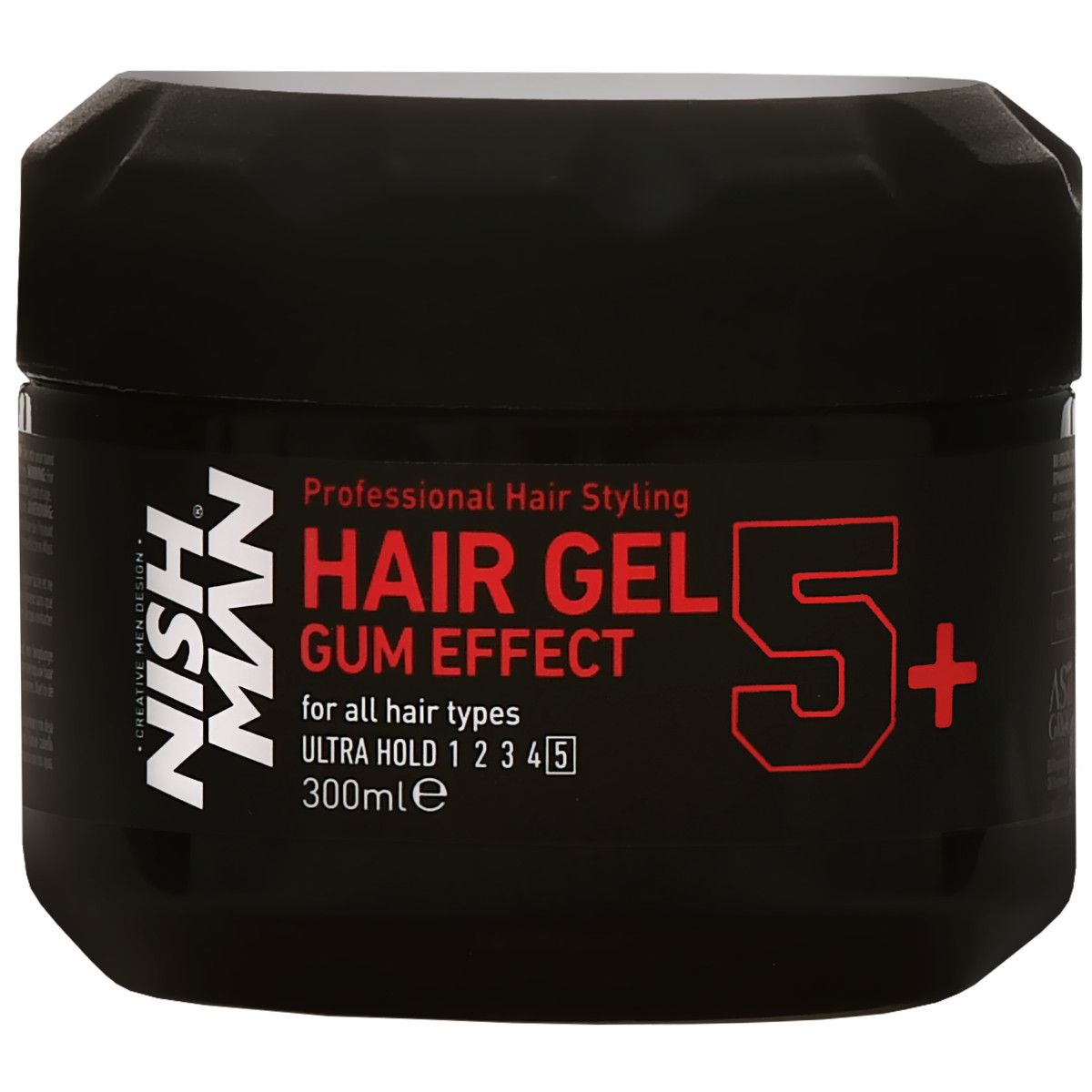 Nishman 5+ Hair Gel Gum Effect - Ultra Strong Hair Gel, 300ml