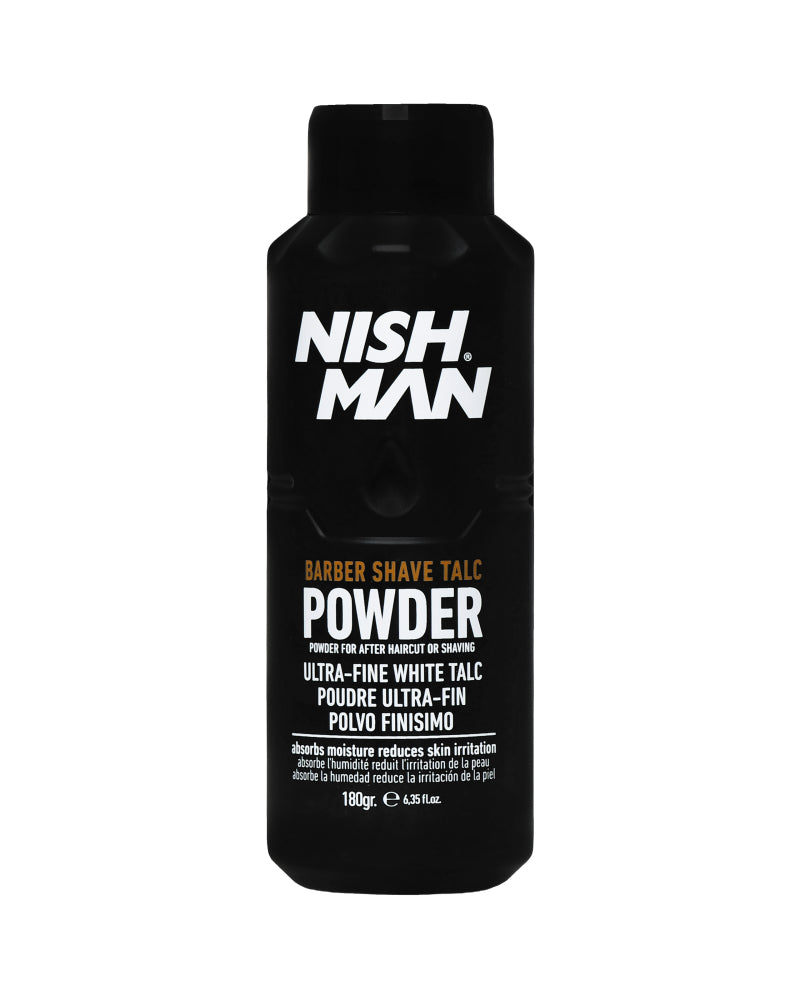 Nishman Barber Shave Talc Powder - Professional Hairdressing Talc, 180g