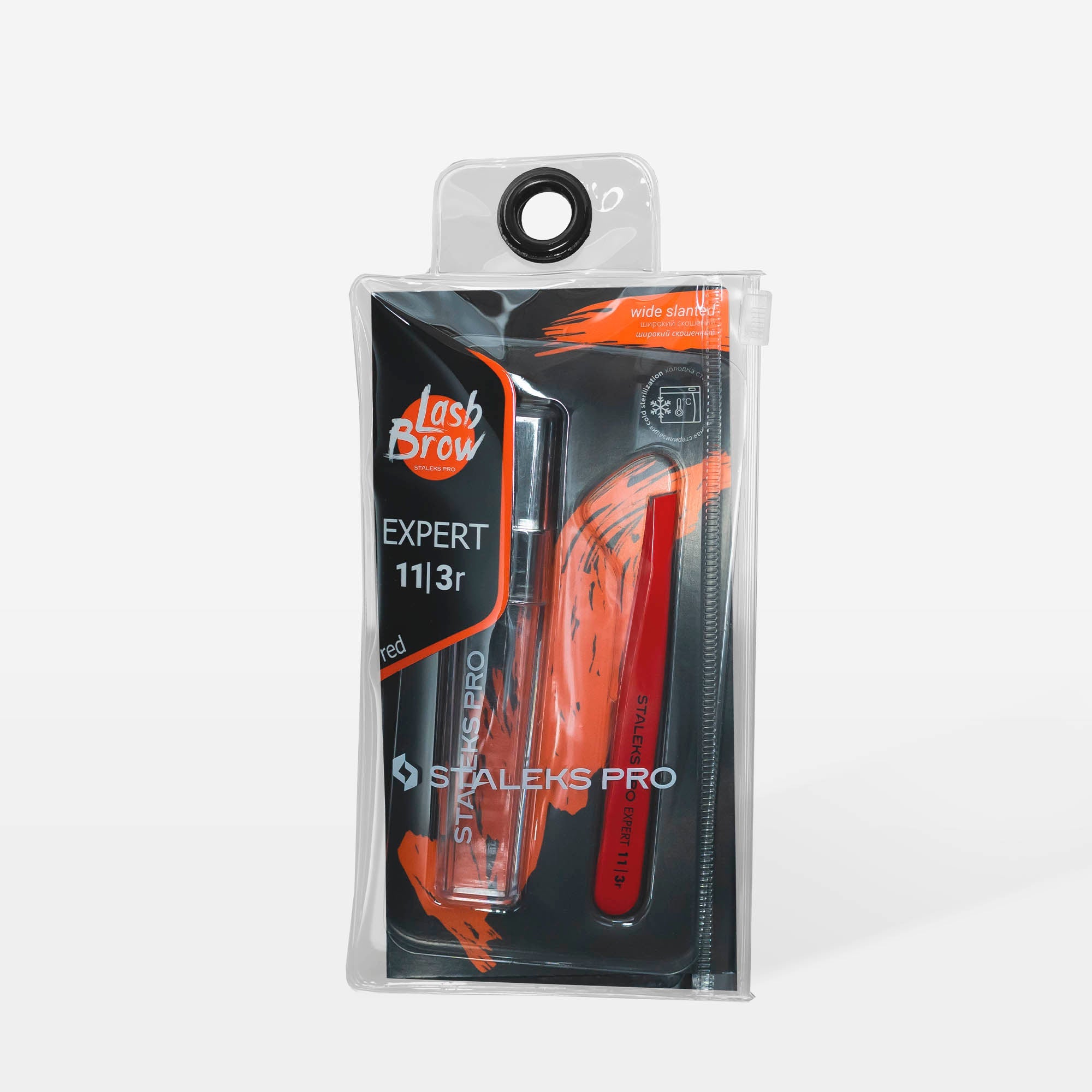 STALEKS EXPERT 11 TYPE 3b Профессиональные пинцеты для бровей с широким скошенным краем, красные