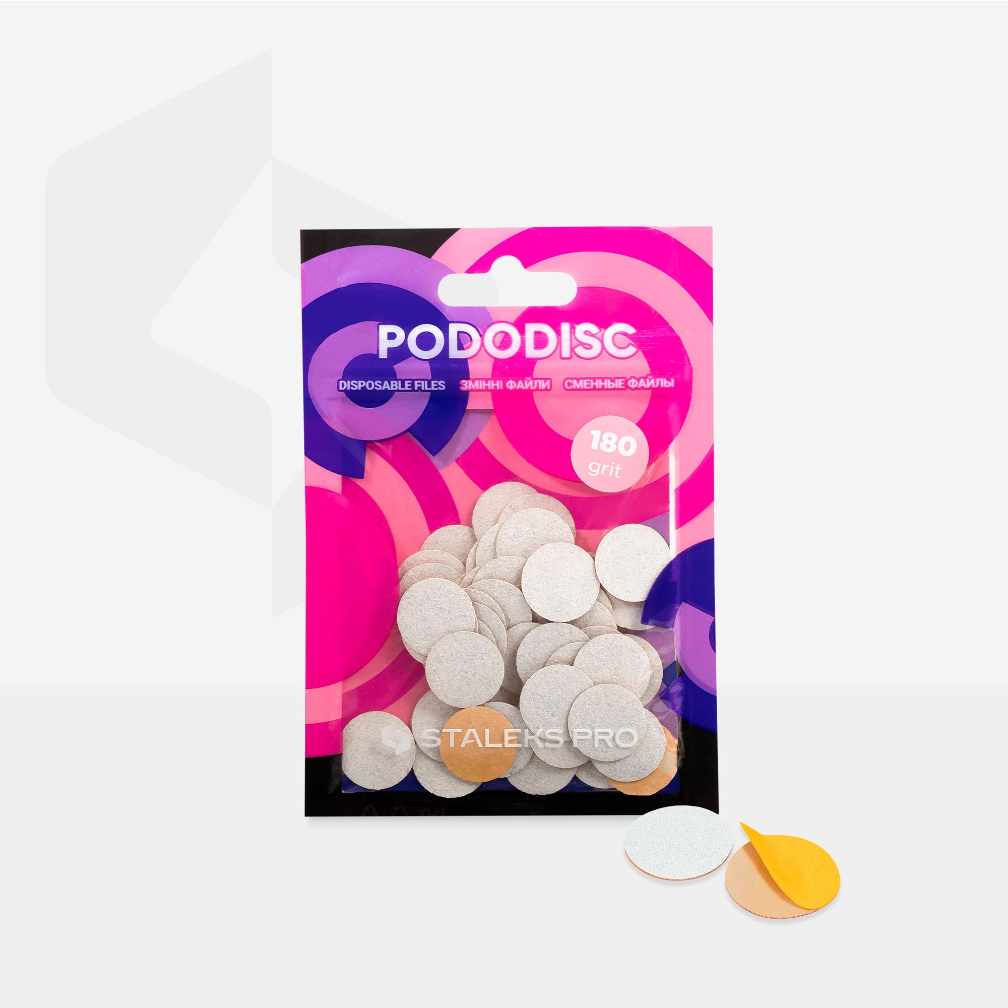 Staleks Expert 15 Pododisc S Pedikīras diska līmējamās vīles, 180 grit, 15 mm (50 gab.)