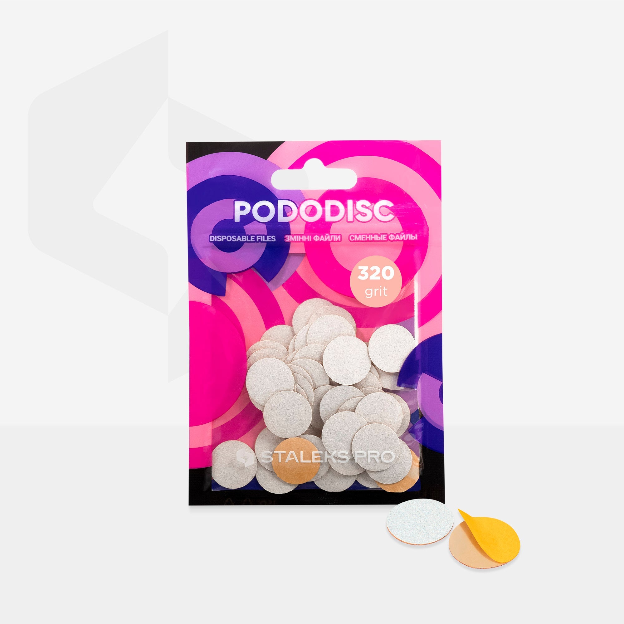Staleks Expert 15 Pododisc S, adhezīvās pedikīras diska faili, 320 griti, 15 mm (50 gab.)