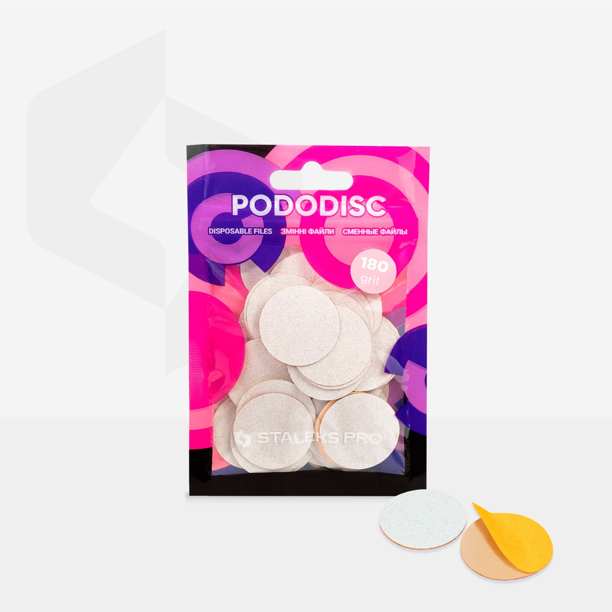 Staleks Expert 25 Pododisc L Pedikīras diska līmējamās vīles, 180 griti, 25 mm (50 gab.)