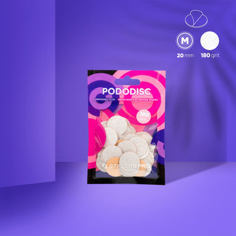 Staleks Maināmi baltie pedikīra diska PODODISC M EXPERT faili, 180 griti (50 gab.)