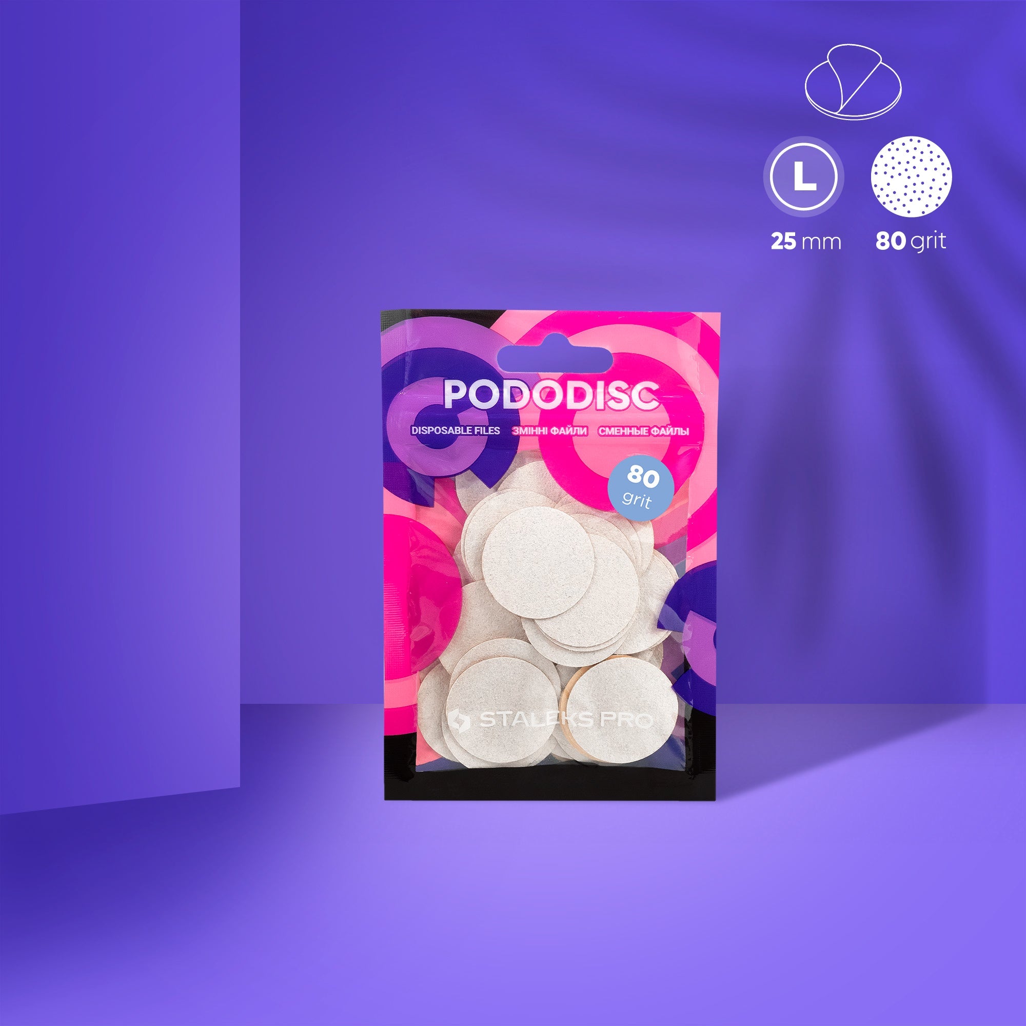 Staleks Expert 25 Pododisc L Adhezīvie pedikīras diska uzgaļi, 80 graudu, 25 mm (50 gab.)