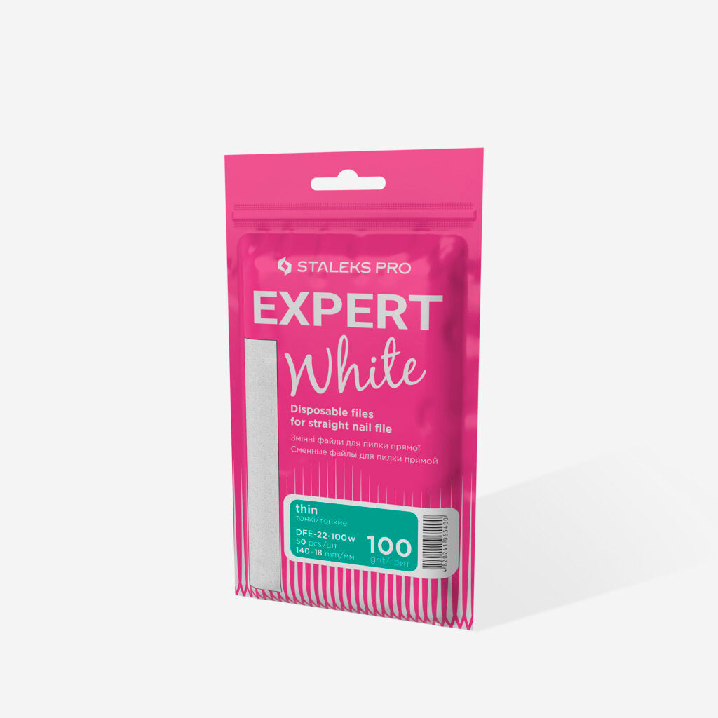 Staleks Pro Expert 22 jednorázové pilníky na nehty, bílé, 100 zrnitost (50 ks)