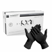 Nitrile gloves, powder-free, size M, black, 100 pieces, medaSept